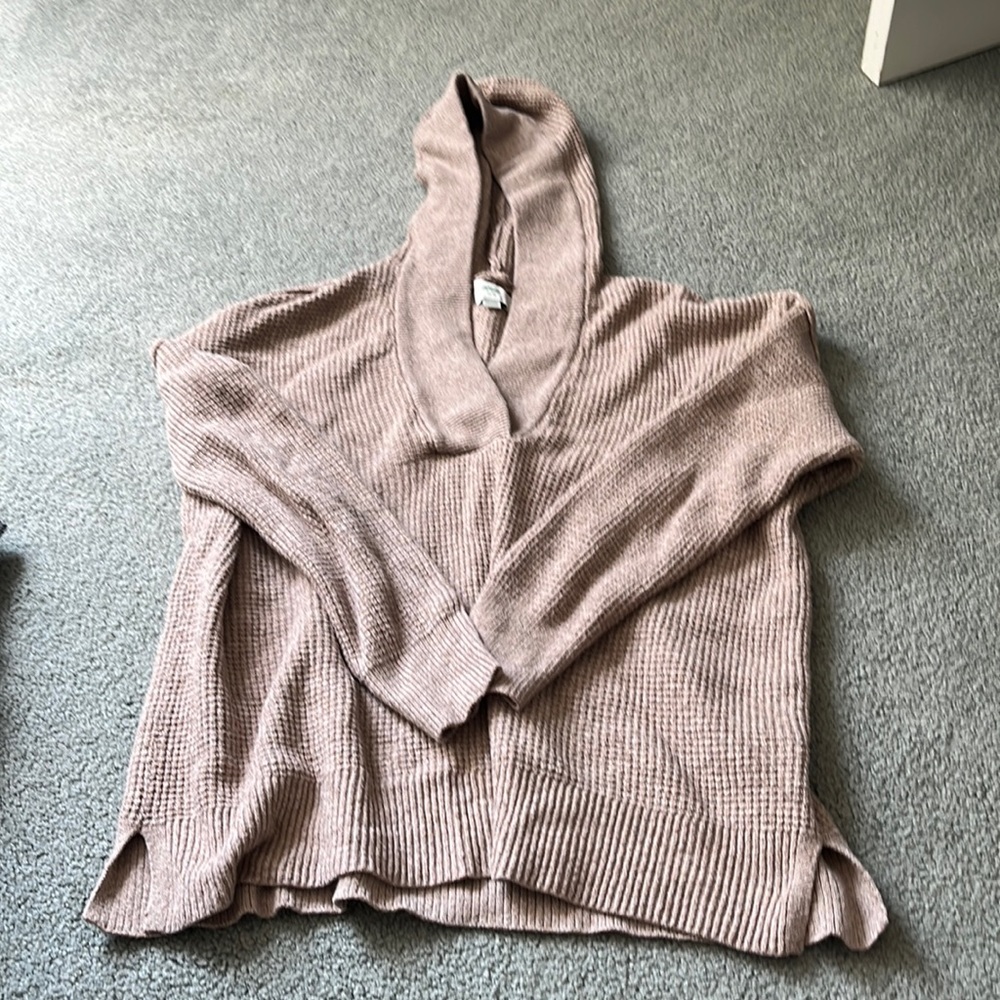 Aerie Hooded Waffle Knit Sweater